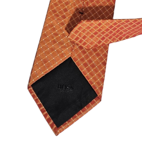 HUGO BOSS Orange Geometric Silk DESIGNER Tie ITALY - Picture 3 of 4